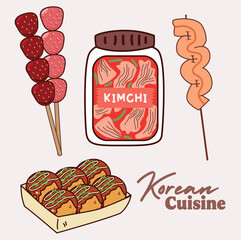 Korean Cuisine Vector Illustration. Good for Doodles and Other Graphic Assets
