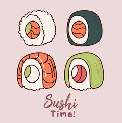 Sushi Set Vector Illustration. Good for Doodles and Other Graphic Assets