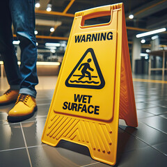 Wet Surface Warning in Public Area