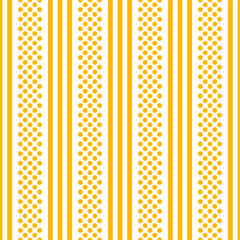 Seamless pattern with yellow stripes and dots