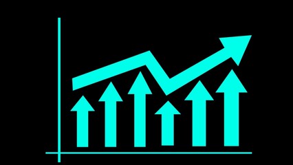 Graph diagram up icon, business growth success chart with arrows,  grow icon concept. Increase in profit chart. Symbol of profit growth. Increase sales. Increase in revenue chart graph sign.