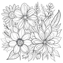 Floral coloring book pages for children and adults