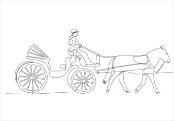 continuous line tourist train vector illustration