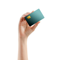 Hand holding credit card on isolated background, Clipping path.