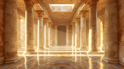Interior of a royal palace castle of Roman empire in ancient times Generative AI Illustration - obrazy, fototapety, plakaty
