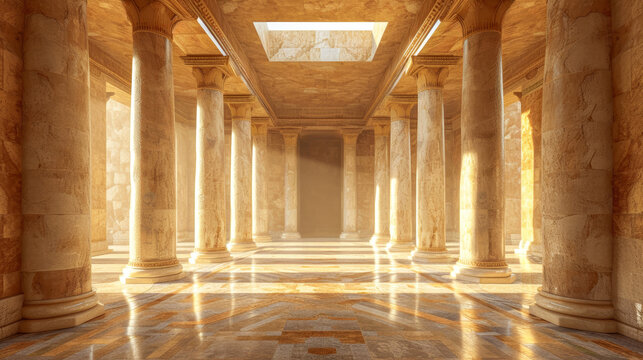 Interior of a royal palace castle of Roman empire in ancient times Generative AI Illustration