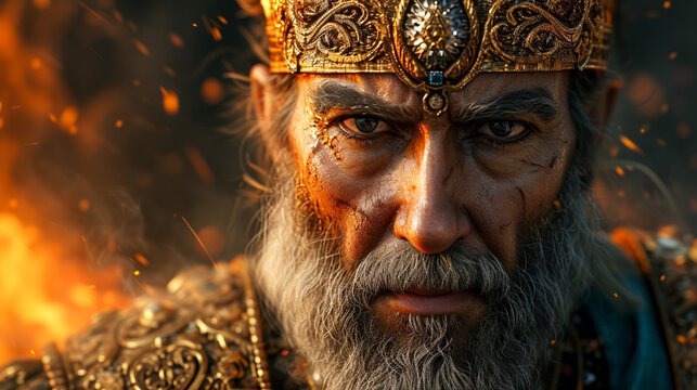 A king of a huge empire leading his army in a war battle Generative AI Illustration