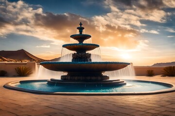 Obraz na płótnie Canvas Stunning skyline with a view of a desert fountain