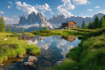 Fototapeta na wymiar Travel in the Dolomites, Italian Alps, Europe, Summertime 
