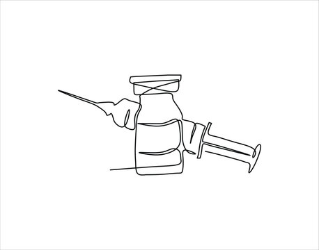 recommend clip art: Continuous Line Of Syringe Needle. Injection In One Continuous Line Art. Syringe Needle Line Art.