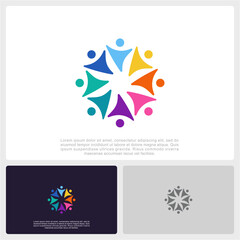 Abstract people colorful logo icon design minimal style illustration. community logo icon vector isolated.
