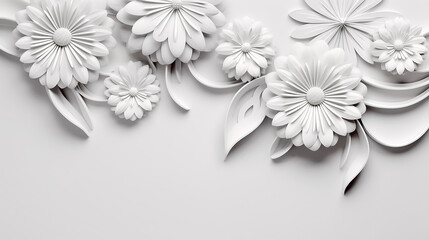 floral elements for banner. luxury white background. - obrazy, fototapety, plakaty