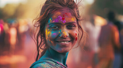 Festival of colors Holi. Happy Hindus celebrate Holi by throwing colorful powder at each other....