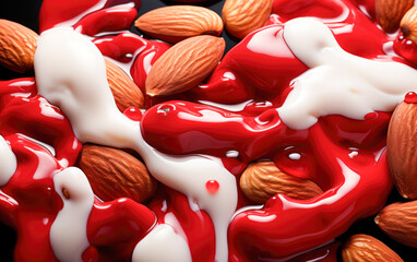 Milk splash on fresh almond