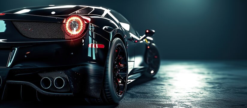 shiny black luxury car