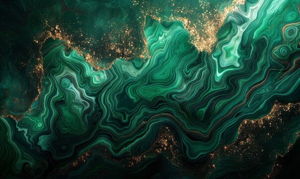 artistic interpretation of malachite background, swirling green patterns with depth and texture