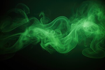 Bright Green Smoke in Spotlight. Abstract Design Background for Stage Show in Studio at Night
