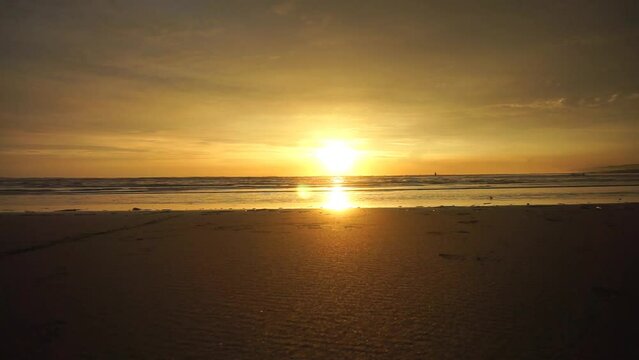 time lapse of beautiful evening beach views before sunset with small waves on Cipatujah Tasikmalaya beach