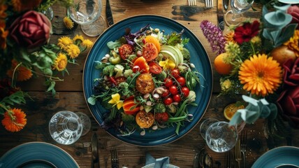 Colorful Plant-Based Culinary Art: Gourmet Vegan Dinner