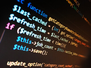Laravel framework backend programming script. Photo taken from the script editor