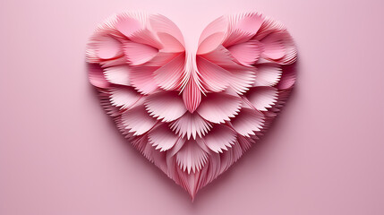 valentine's day background concept with pink paper layered heart shape on pink background