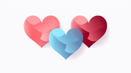 red pink and blue hearts on transparent background
