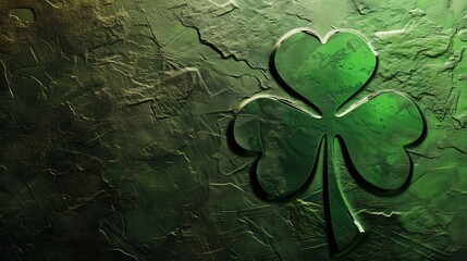 A Green Shamrock Painted on a Green Wall - Symbol of St. Patricks Day