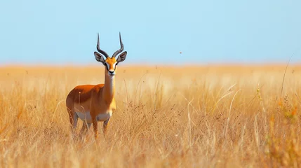 Plexiglas foto achterwand antelope in African savannah with empty copy space © Banu