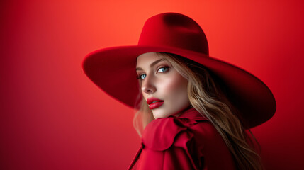 portrait of a woman in red hat