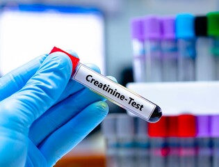 Blood sampling tube for creatinine test analysis.