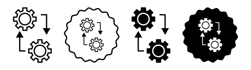Methodology set in black and white color. Methodology simple flat icon vector