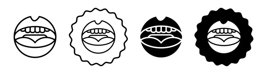 Mouth set in black and white color. Mouth simple flat icon vector