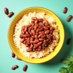 Indian food called rajma chawal. made from rice and beans