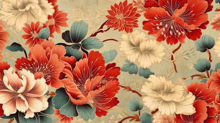 an oriental flower pattern.
