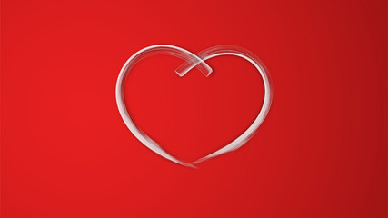 white line heart shape valentines day festival. on the red background.