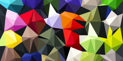 Fototapeta premium Triangles multicolor background, color crystals. Low polygonal mosaic, creative origami shapes, vector design