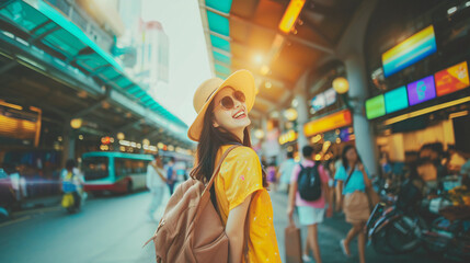 Obraz premium woman walking in the city