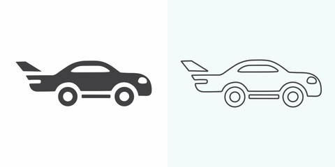 Car front line icon. Simple outline-style sign symbol. Auto, view, sport, race, transport concept. Vector illustration isolated on a white background