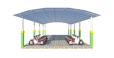 3D Rendering Illustrations of Motorcycle Parking Spot-Exterior