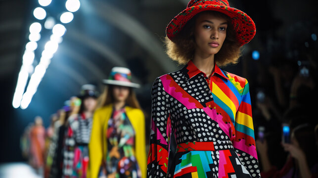 fashion show with topmodels walking on molo