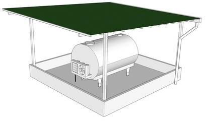 3D Illustration of Diesel Storage Cage-Structure Exterior