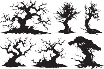 Set Trees. Hand drawn vector illustration