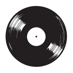 Vinyl record in cartoon, doodle style . Image for t shirt. Isolated 2d vector illustration in logo, icon, sketch style, Eps 10, black and white. AI Generative
