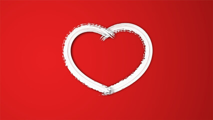 white line heart shape valentines day festival. on the red background.