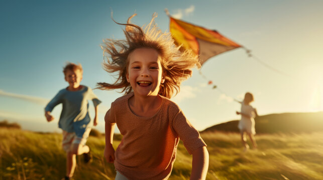 girl releasing a kite