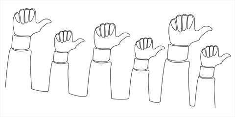 continuous line hands thumbs up - obrazy, fototapety, plakaty