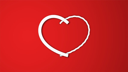 white line heart shape valentines day festival. on the red background.