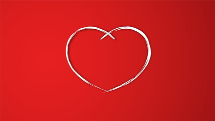 white line heart shape valentines day festival. on the red background.