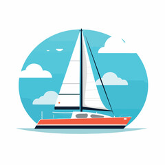 Catamaran in cartoon, doodle style. Image for t shirt. Isolated 2d vector illustration in logo, icon, sketch style, Eps 10. AI Generative