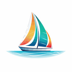 Fototapeta premium Catamaran in cartoon, doodle style. Image for t shirt. Isolated 2d vector illustration in logo, icon, sketch style, Eps 10. AI Generative